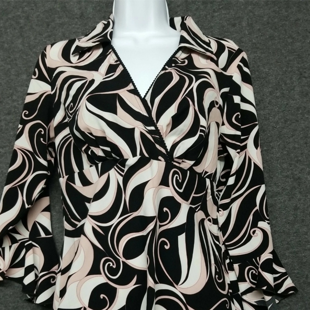 Giorgio Fiorlini 3/4 Sleeve Pullover Serged Hem Blouse Top Size Small